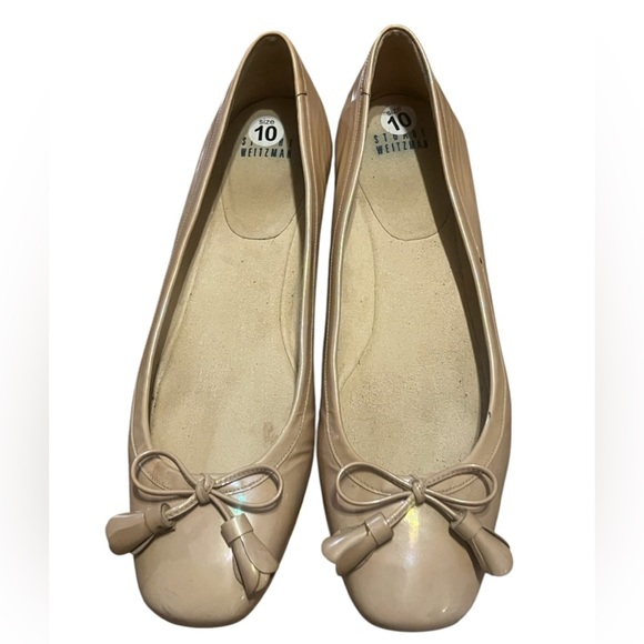Stuart Weitzman Women's Tan Iridescent Leather Ballet Flats - Picture 1 of 11